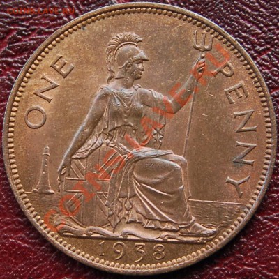 ВЕЛИКОБРИТАНИЯ - 1 пенни 1938 - Георг VI - до 23 августа - 657