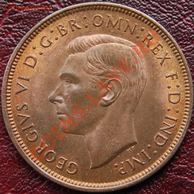 ВЕЛИКОБРИТАНИЯ - 1 пенни 1938 - Георг VI - до 23 августа - 658