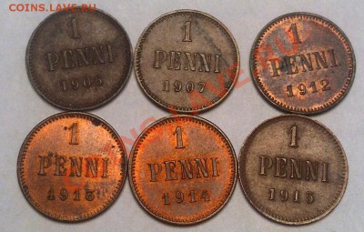1 пенни 1906 -1915.(6 шт.) До 22.08.2013 г.,в 22-00 по Моск - penni