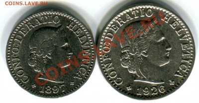 ШВЕЙЦАРИЯ. 10 и 20 раппен 1897 и 1926. предпродажная оценка - img263