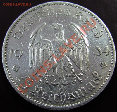 Y49 Ag 5 рейхсмарок 1934D Кирха с датой до 27.08 в 22°° - Y49 5 RM 1934D_1