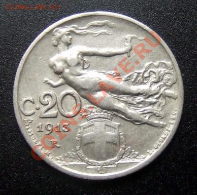 ИТАЛИЯ 20 чентезимо (1913) до 26.08 (22.00) - Италия 20 чентезимо (1913) Р