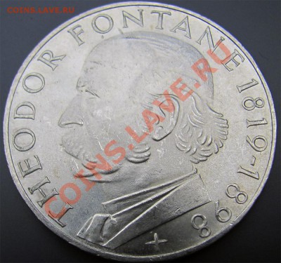 Y63 Ag ФРГ 5 марок 1969G Theodor Fontane до 29.08 в 22°° - Y63 5 Mark 1969G Theodor Fontaner_1
