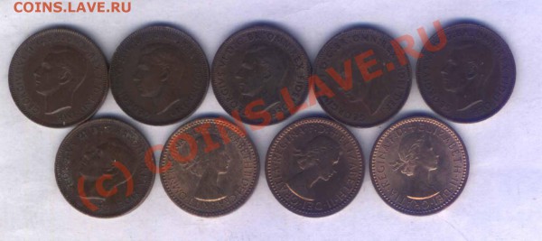 Англия 19 фартингов 1937-55г., до 07.01.10.  21.00 - 32