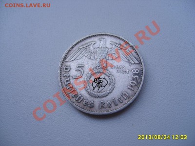 ГЕРМАНИЯ,5 РЕЙХСМАРОК 1938 Е(Гинденбург,свастика,Ag)!до26.08 - S6000095.JPG