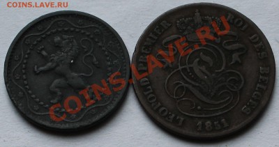 Бельгия. 2 сантима 1851, 5 сантимов 1916. - 4