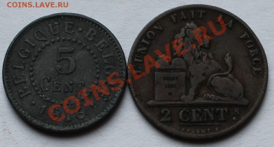 Бельгия. 2 сантима 1851, 5 сантимов 1916. - 3