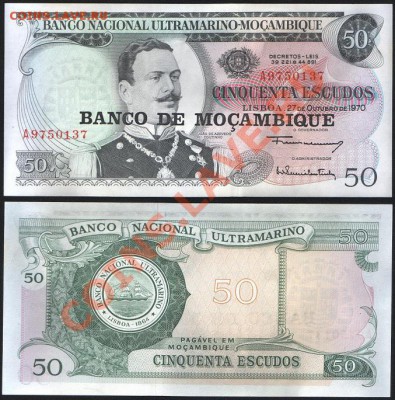 Мозамбик 50 эскудо 1976г. на 50 эскудо 1970г.  до 31.08 22.0 - 5