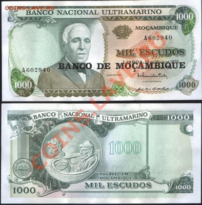 Мозамбик 1000 эскудо 1976г. на 1000 эскудо 1972г 31.08 22.00 - 7