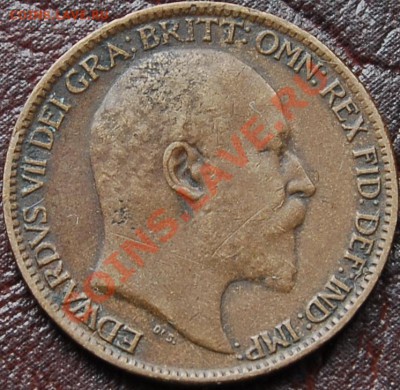 ВЕЛИКОБРИТАНИЯ - Фартинг 1906 - Эдуард VII - до 3 сентября - 749