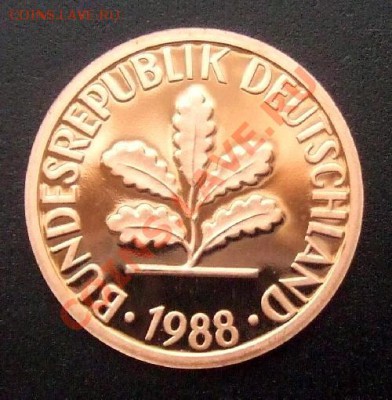 ФРГ 1 пфенниг (1988 G) proof до 02.09 (22.00) - Германия 1 пфенниг (1988 G) А