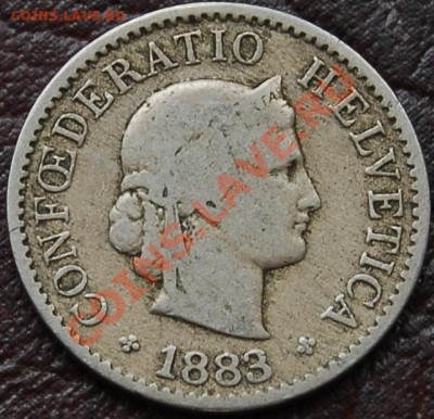 ШВЕЙЦАРИЯ - 5 раппен 1883 - до 4 сентября - 724