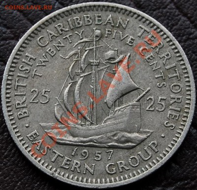 БРИТАНСКИЕ КАРИБЫ - 25 центов 1957 - до 5 сентября - 034