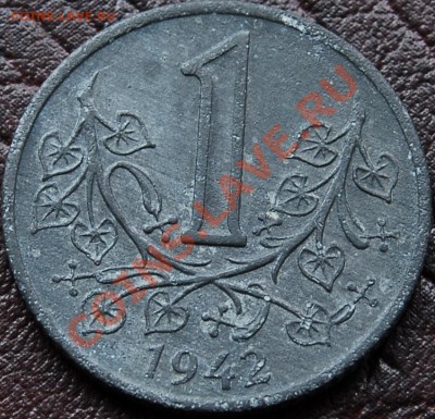 БОГЕМИЯ И МОРАВИЯ - 1 крона 1942 - Цинк - до 5 сентября - 096