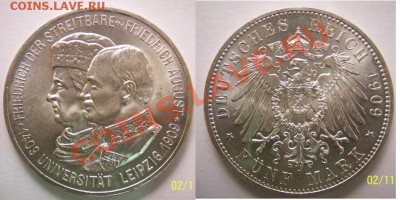 Серебряные марки продолжение - 1909 5M  SAXONY-ALBERTINE UNI Leipzig  