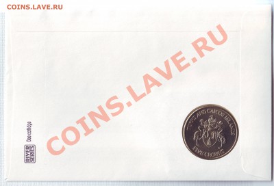 Теркс и Кайкос.5 Крон.1992.В конверте с марками. до 5.09 - 5 крон.JPG