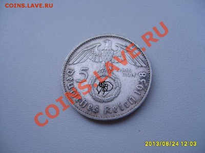 ГЕРМАНИЯ,5 РЕЙХСМАРОК 1938 Е(Гинденбург,свастика,Ag)!до03.09 - S6000095.JPG
