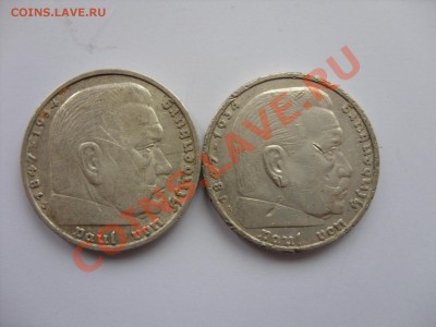 5 марок Гинденбург 2 штуки.1936J,1938A.До 08.09.2013 23:59М - аук 5 марок - 2_новый размер