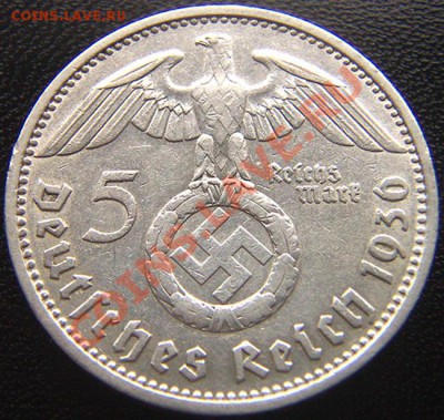 Германия (3-й Рейх)_5 рейхсмарок 1936(D); Ag; до 09.09_22.02 - 6354