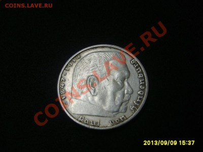 ГЕРМАНИЯ,5 РЕЙХСМАРОК 1937 А (Гинденбург,свастика)!до12.09 - S6000409.JPG