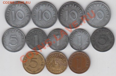Монеты фашисткой Германии, 12 шт. до 13.09 в 22.00 - 02