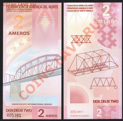 Северная Америка 2 амеро 2011 (пластик) до 19.09. 22.00 мск - 59 001