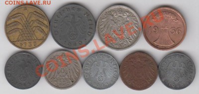 Монеты Германии, 9 шт. 1905 - 1943 до 19.09 в 22.00 - 1