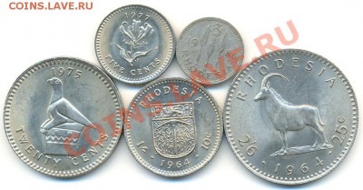 5 отличных монет Родезии 1964 - 1977; до 16.09_22.26мск - 6395