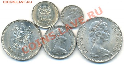 5 отличных монет Родезии 1964 - 1977; до 16.09_22.26мск - 6396