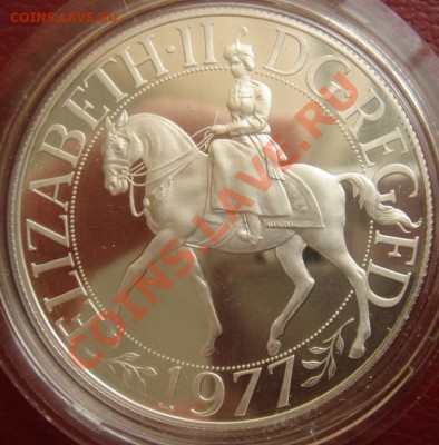 Великобритания: Ag-925 Крона 1977 ПРУФ до 21.09.13, 22-00 - Крона 1977 серебро-1