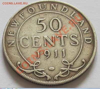 Ньюфаундленд: Ag-925 50 центов 1911 Георг 5 до 26.09 22-00 - Ньюфаундленд 50 центов 1911-1