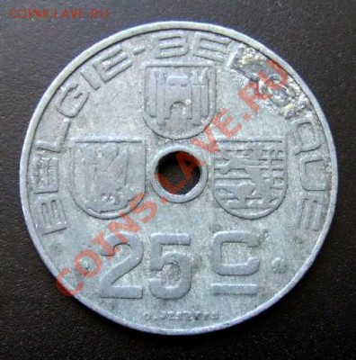1 - Бельгия 25 сантимов (1944) голл.яз. (цинк) Р