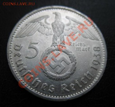 1938 Третий рейх,5 RM, двор Е (нечастая) до 30.09 в 22-00 мс - 5 38 е а