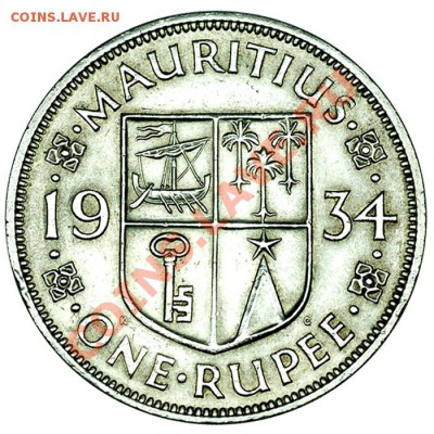 Британский Маврикий_серебряная рупия 1934; до 25.09_22.08мск - 6338