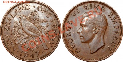 бронза Британии и её колоний - one penny 1947 NZ.JPG