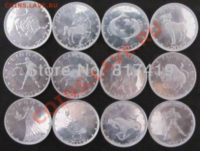 Купллю наборы Somaliland. - FREE-SHIPPING-Somaliland-12-Constellation-12-PCS-Coins-Set-Diameter-25mm-New-Phase-And-100-Genuine