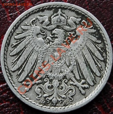 ГЕРМАНИЯ - 5 фенигов 1909 D - до 3 октября - 376