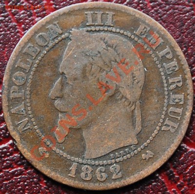 ФРАНЦИЯ - 2 сантима 1862 К - до 3 октября - 387