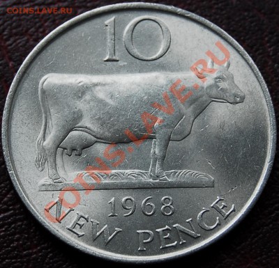 ГЕРНСИ - 10 пенсов 1968 - Корова - до 5 октября - 520