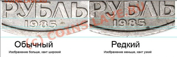 1 рубль 1985 Фестиваль. Редкий вариант. До 18 января 21-00 - 1 рубль 1985 аверсы - сравнение