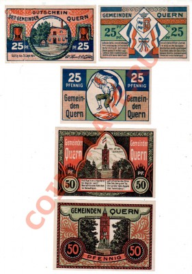 Германия, QUERN, комплект 3×25₰+2×50₰+1 M, до 4.10 @ 22:00 - banknote_0919