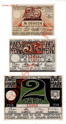Германия, SCHLESWIG, 25₰+50₰+2M (1918), до 4.10 @ 22:00 - banknote_0922