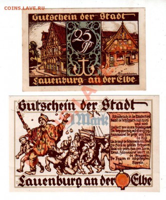 Германия, LAUENBURG, 25₰+1M (1921), до 4.10 @ 22:00 - banknote_0931