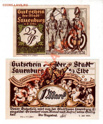 Германия, LAUENBURG, 25₰+1M (1921), до 4.10 @ 22:00 - banknote_0930