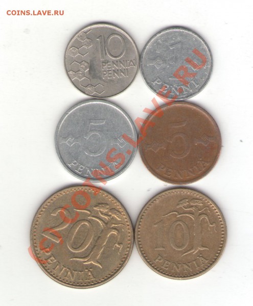 Финляндия 6 монет 1972-1990 до 19.01.10 - finland