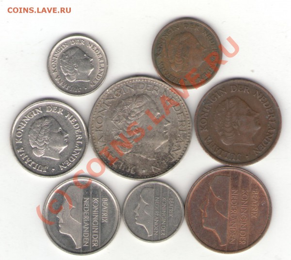 Нидерланды 7 монет 1954-1995 до 19.01.10 - netherlands