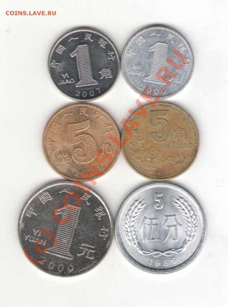Китай 6 монет 1986-2009 до 19.01.10 - china