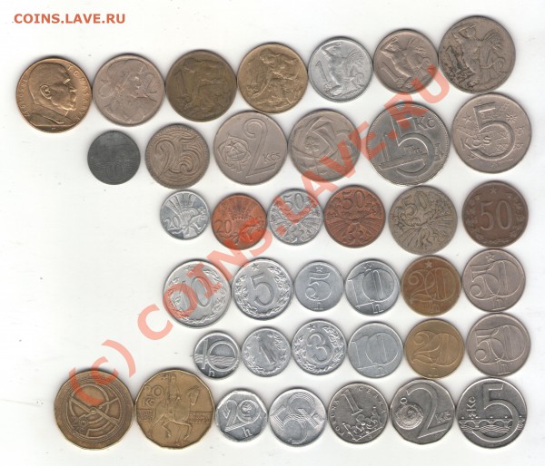 Чехия 38 монет 1922-2002 до 19.01.10 - czech