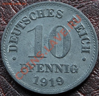 ГЕРМАНИЯ - 10 фунигов 1919 - Цинк - до 9 октября - 652