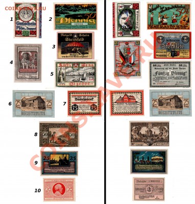 Нотгельды Германии, ассорти 10 шт, фикс! - notgeld_various